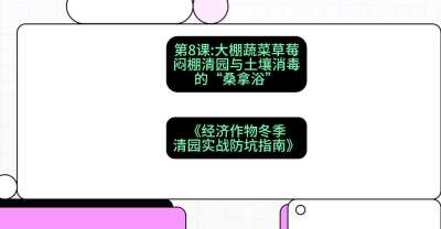 第8节：【大棚蔬菜草莓】闷棚清园与土壤消毒的&ldquo;桑拿浴&rdquo;，课程：《经济作物冬季清园&middot;实战防坑指南》#识农AI